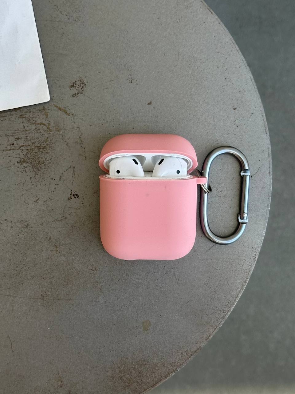 Чохол на AirPods 1 / 2 із мікрофіброю та карабіном Pink (08)