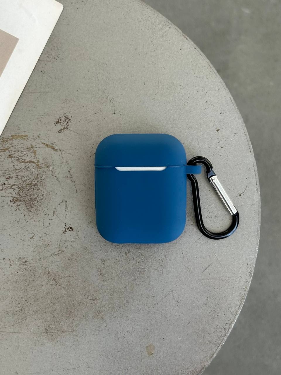 Чохол на AirPods 1 / 2 силіконовий із карабіном Blue Cobalt (16)