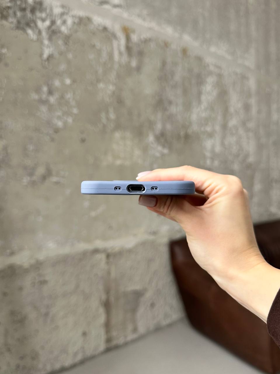 Чехол Silicone case с открытой камерой на iPhone 17 Air Lavander Grey (17)