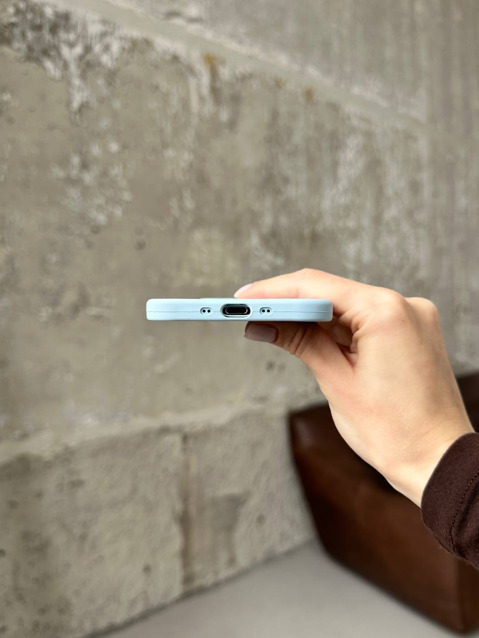 Чехол Silicone case с открытой камерой на iPhone 17 Air Sky Blue (33)