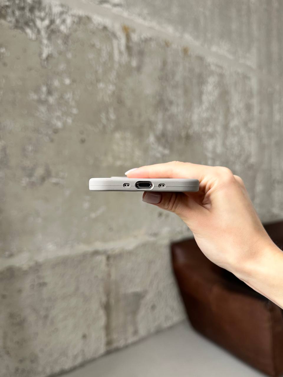 Чохол Silicone case з відкритою камерою на iPhone 17 Air Pebble (14)