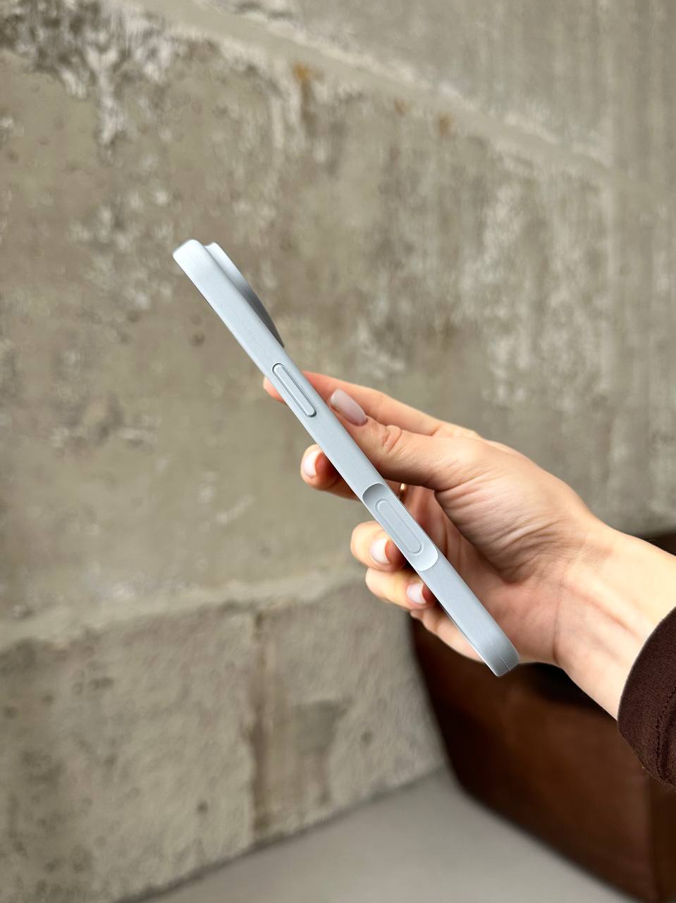 Чехол Silicone case с открытой камерой на iPhone 17 Air Mist Blue (19)