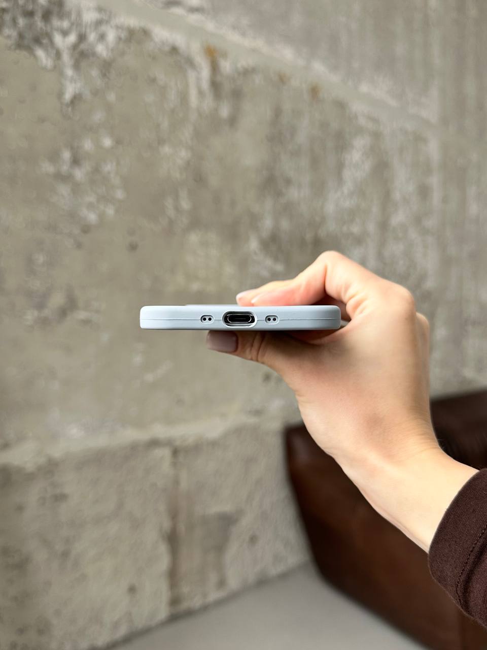 Чехол Silicone case с открытой камерой на iPhone 17 Air Mist Blue (19)