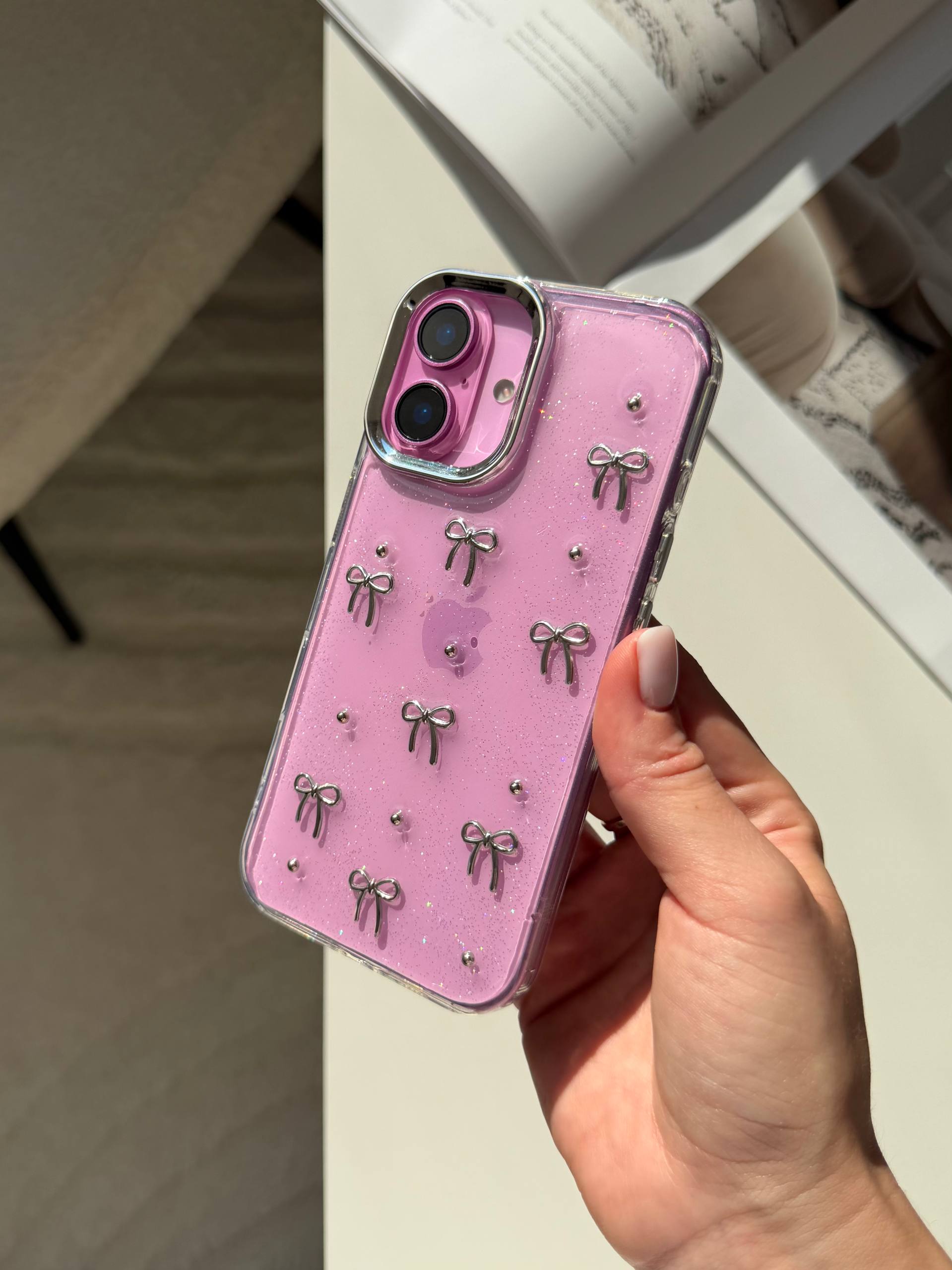 Чохол прозорий Bow Case з бантиками на iPhone 16
