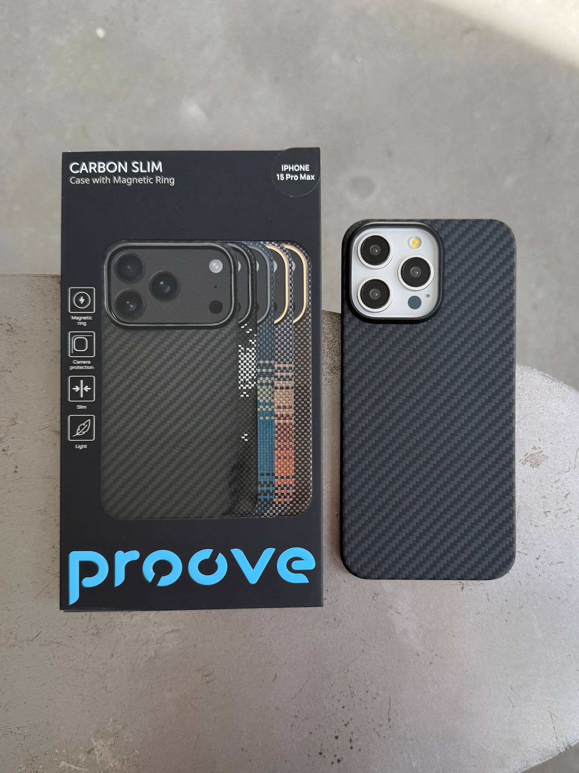 Чохол Proove Carbon Slim з MagSafe для iPhone 15 Pro Max Black