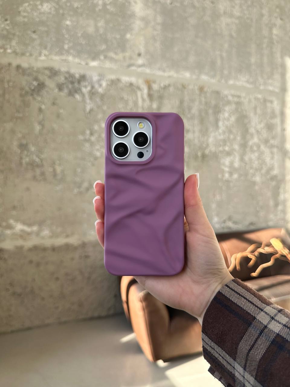 Чехол матовый волнистый Wave Case на iPhone 16 Pro Mauve (08)
