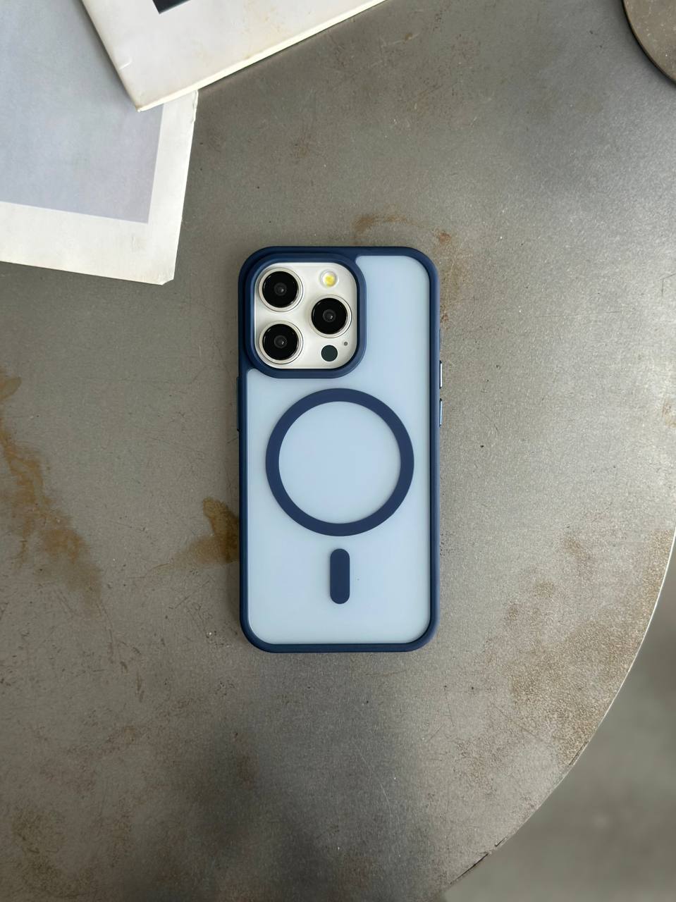 Чехол матовый из Magsafe на iPhone 16 Pro Dark Blue
