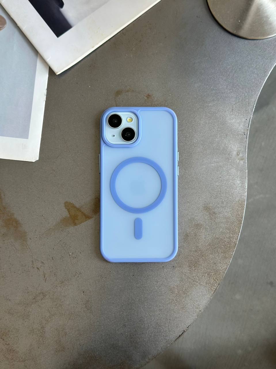 Чехол матовый из Magsafe на iPhone 14+ Blue