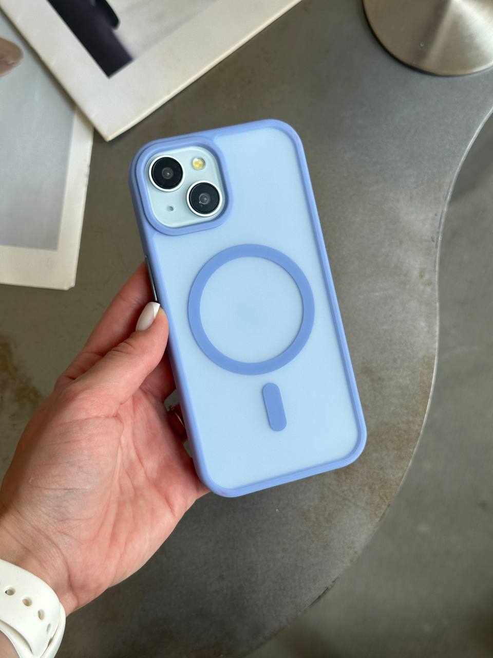 Чохол матовий з Magsafe на iPhone 14+ Blue