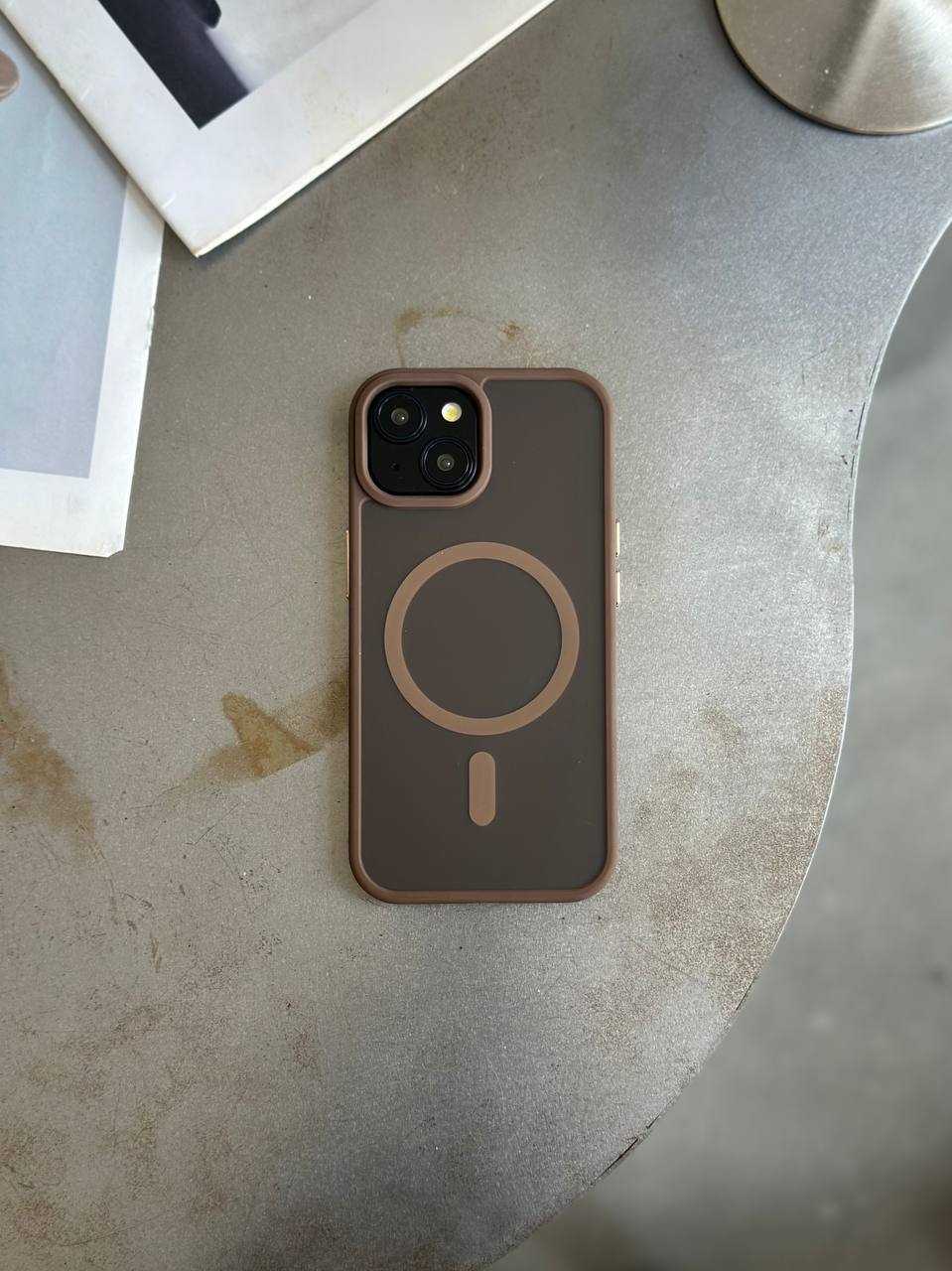 Чехол матовый из Magsafe на iPhone 14+ Brown