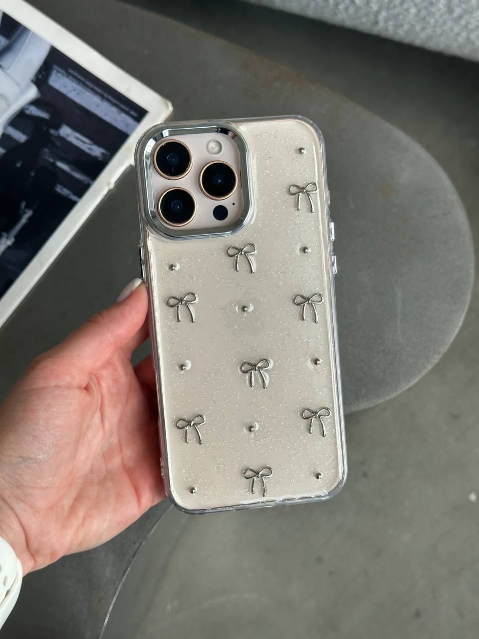 Чохол прозорий Bow Case з бантиками на iPhone 16 Pro