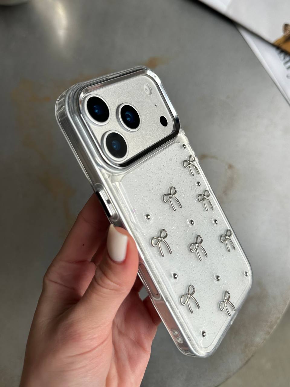 Чохол прозорий Bow Case з бантиками на iPhone 17 Pro