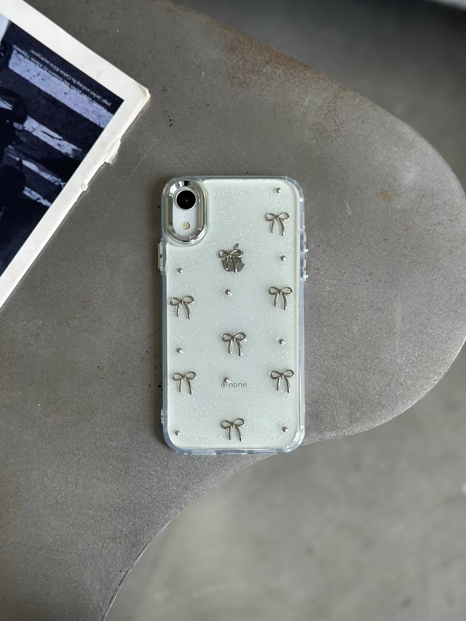 Чехол прозрачный Bow Case с бантиками на iPhone XR