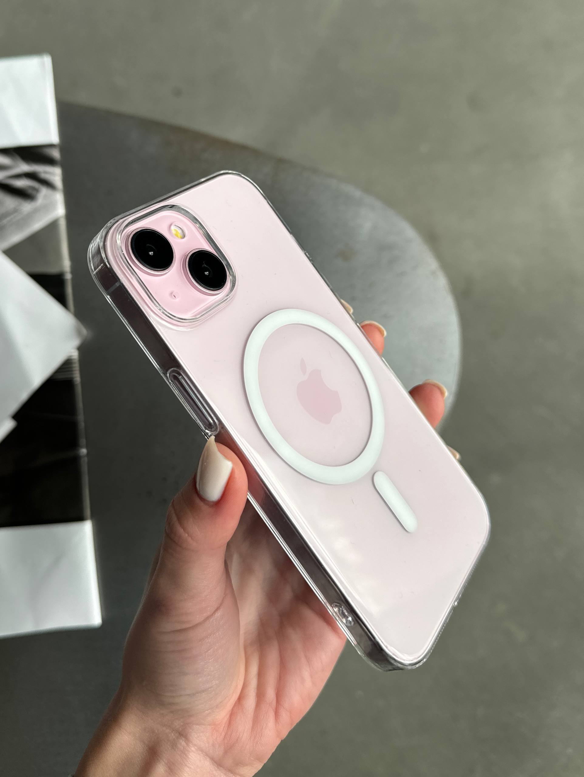 Чохол прозорий Crystal case з Magsafe на iPhone 14+