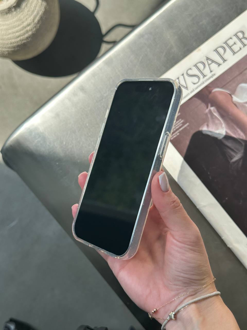 Чехол прозрачный Glitter с блестками на iPhone 14