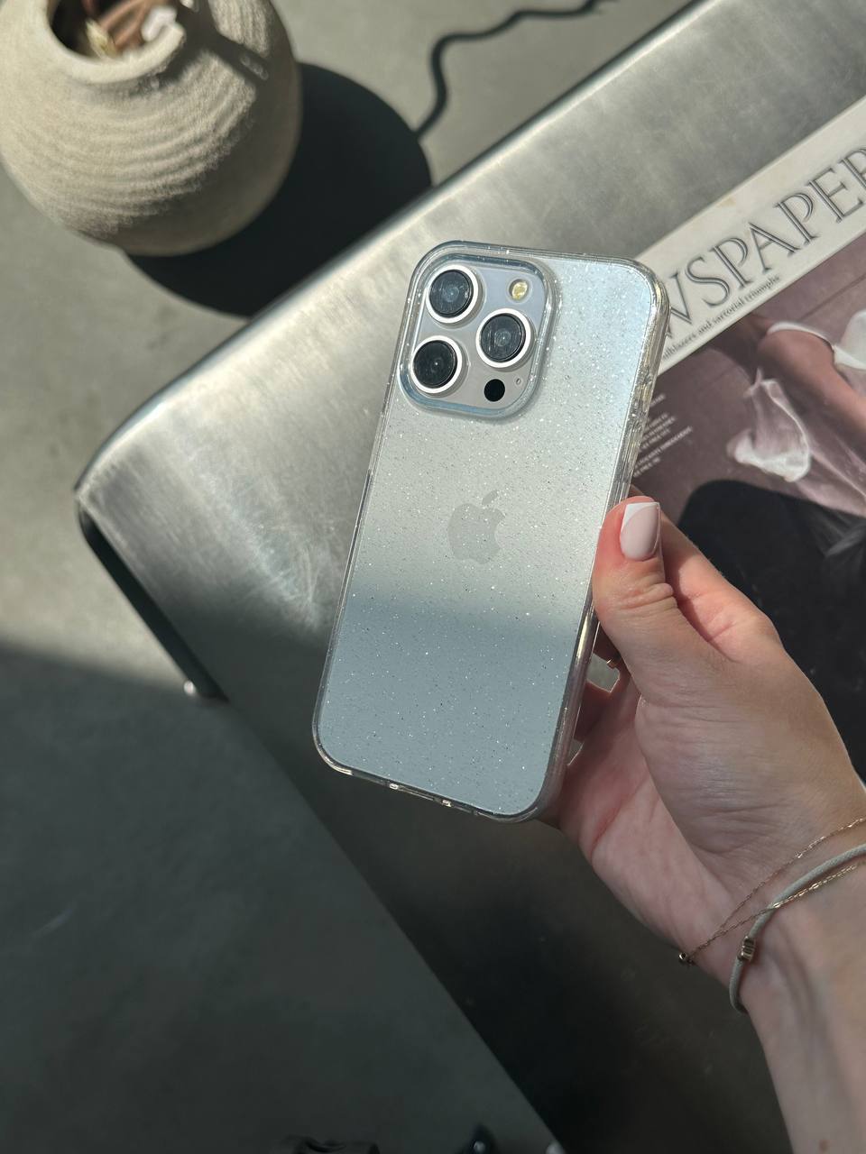 Чохол прозорий Glitter з блискітками на iPhone 13 Pro