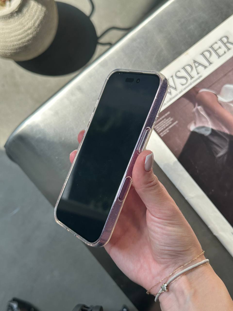 Чохол прозорий Glitter з блискітками на iPhone 16+