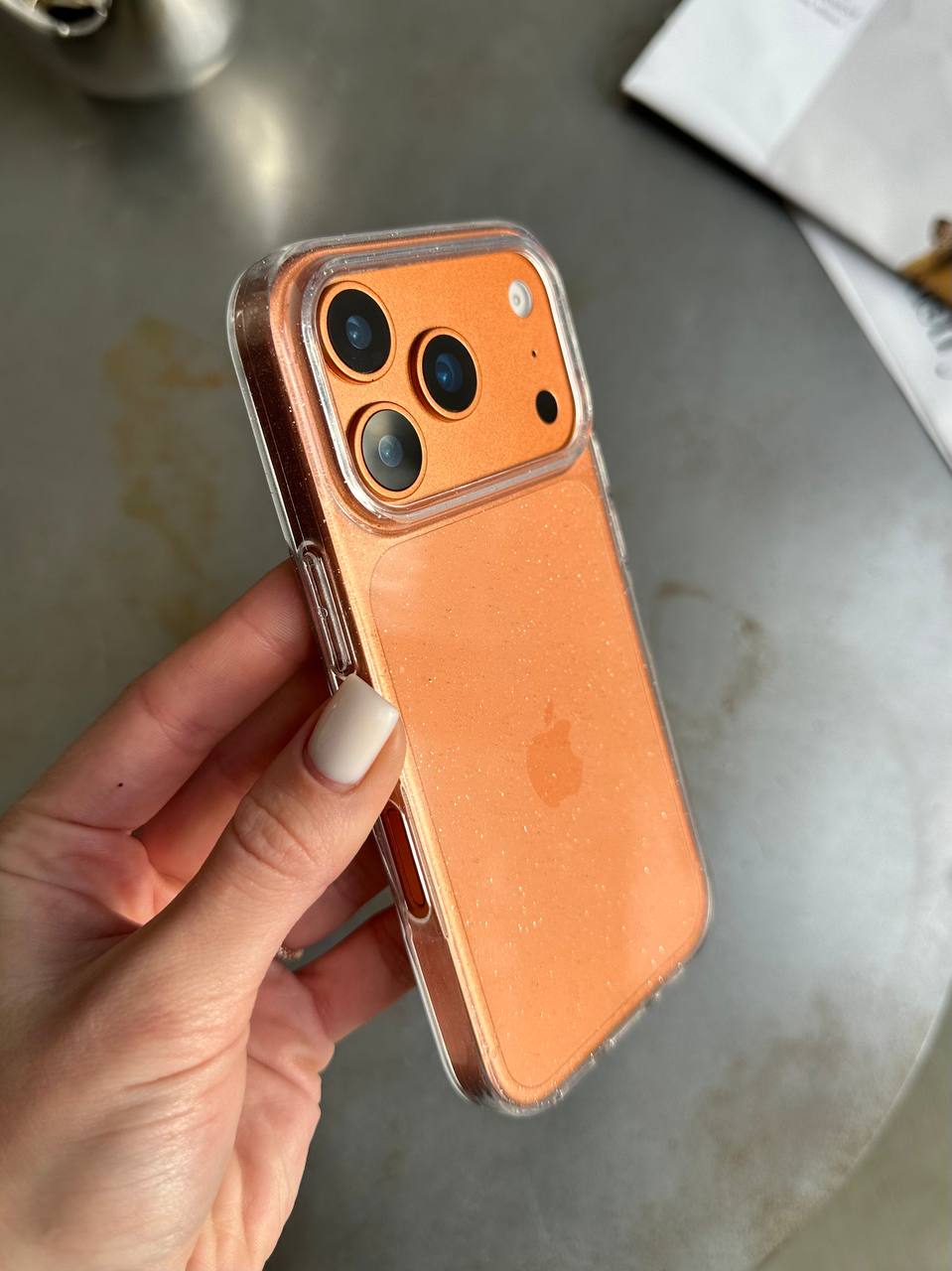 Чехол прозрачный Glitter с блестками на iPhone 17 Pro