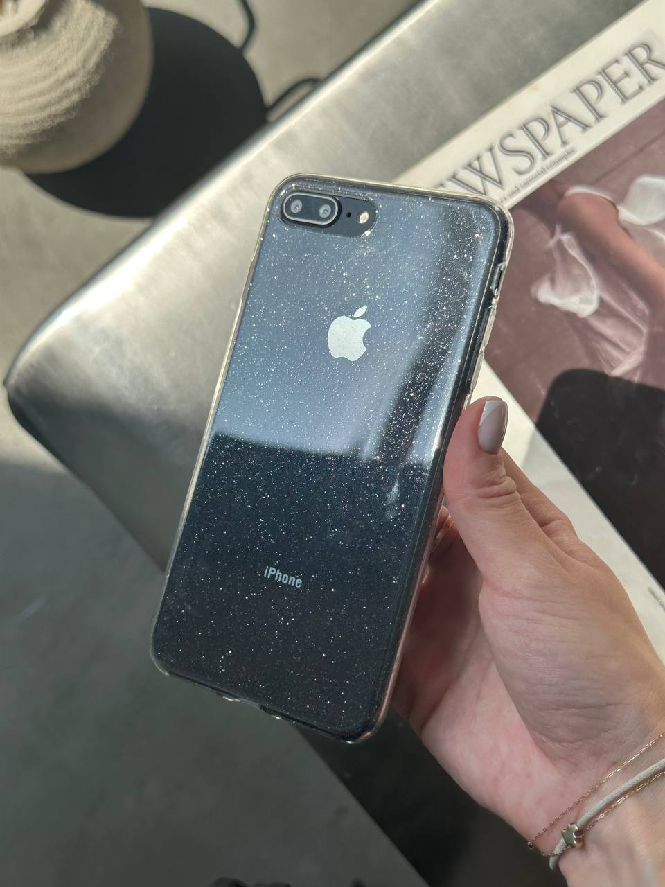 Чохол прозорий Glitter з блискітками на iPhone 7+ / 8+