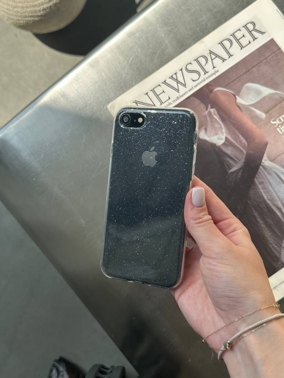 Чохол прозорий Glitter з блискітками на iPhone 7 / 8/SE