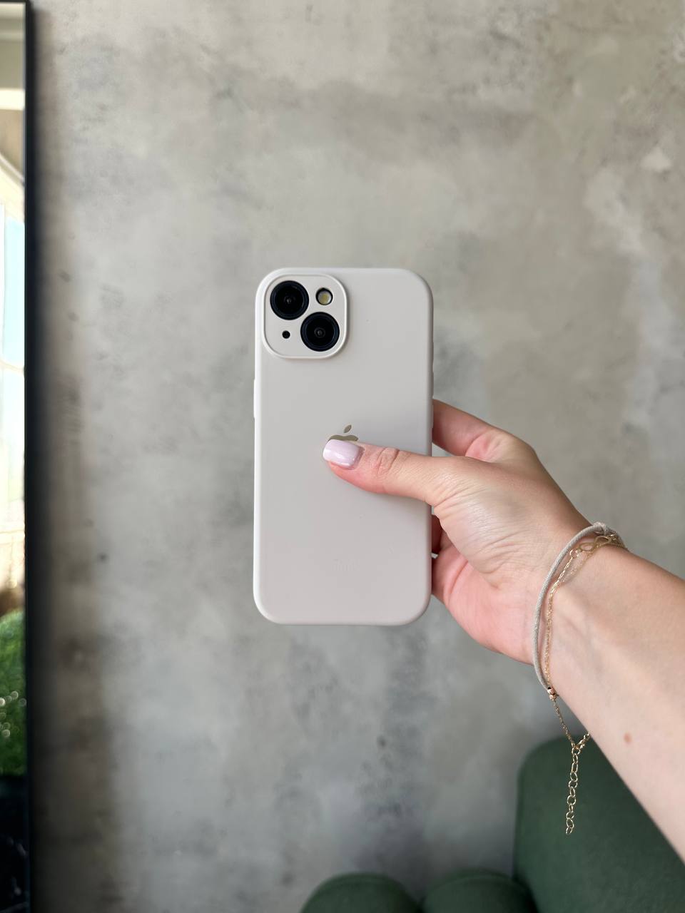 Чохол Silicone case із закритою камерою на iPhone 15 Stone #09