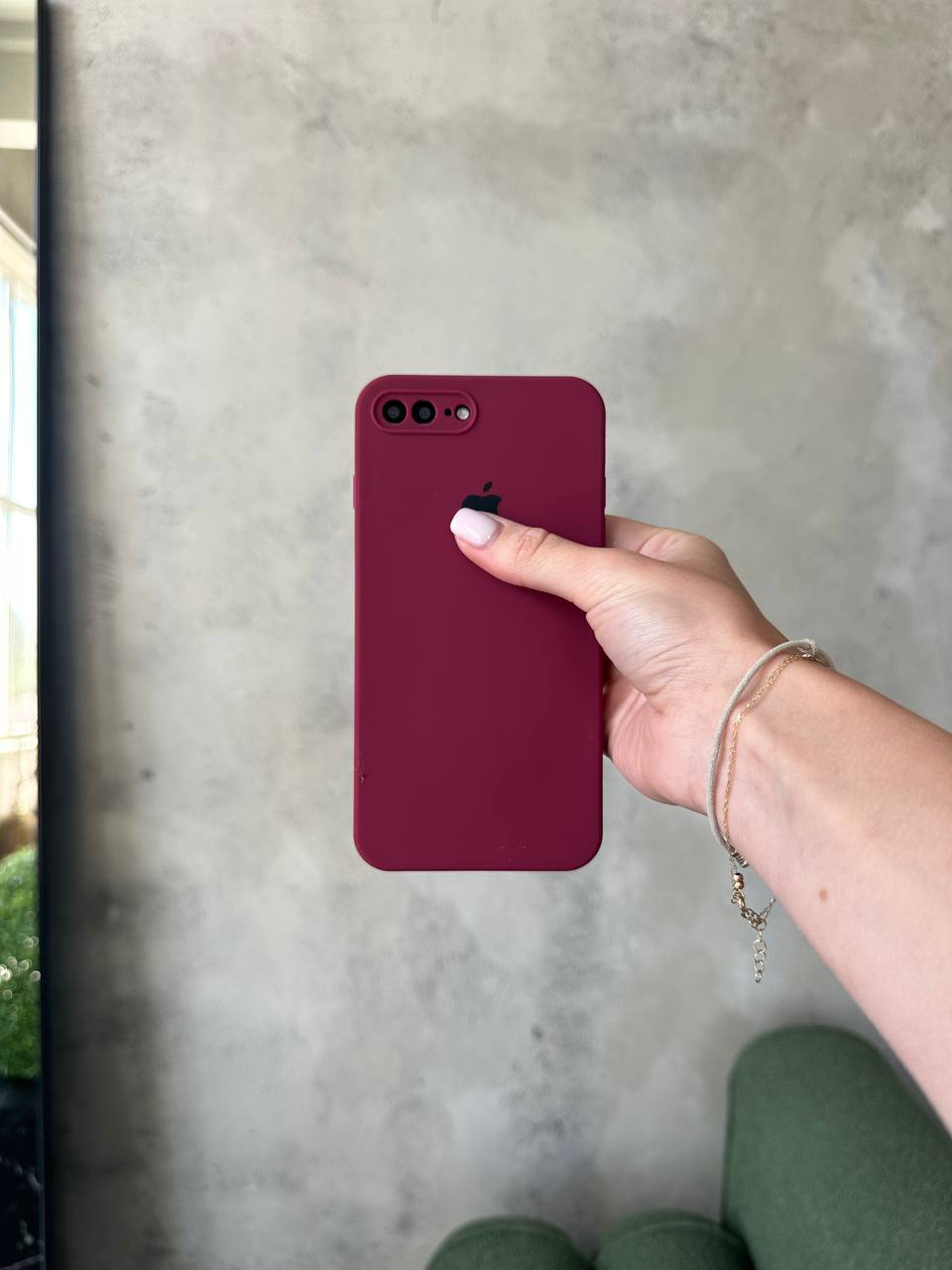 Чехол Silicone case с закрытой камерой на iPhone 7+ / 8+ Marsala #35