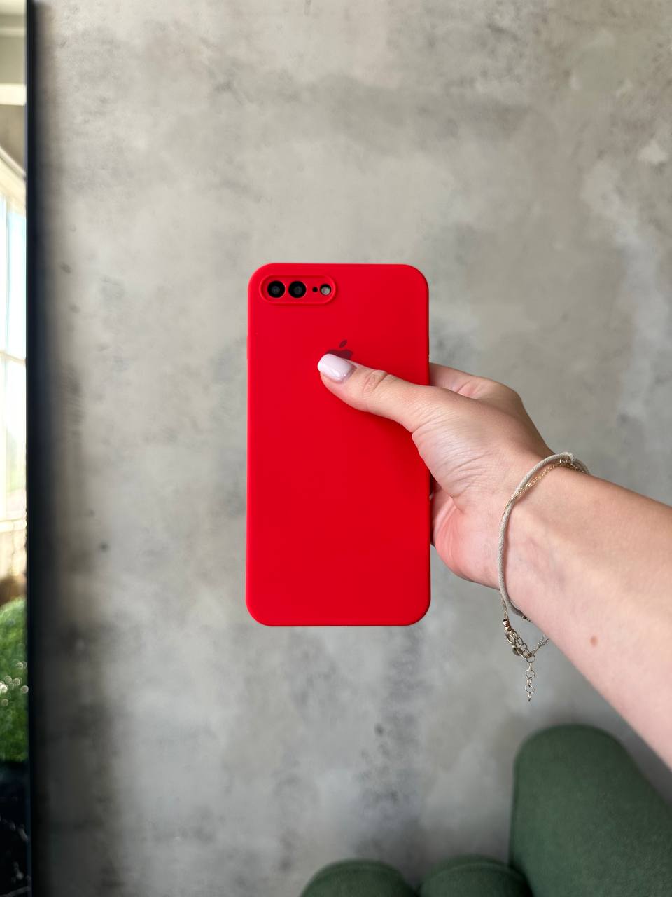 Чехол Silicone case с закрытой камерой на iPhone 7+ / 8+ Red #11