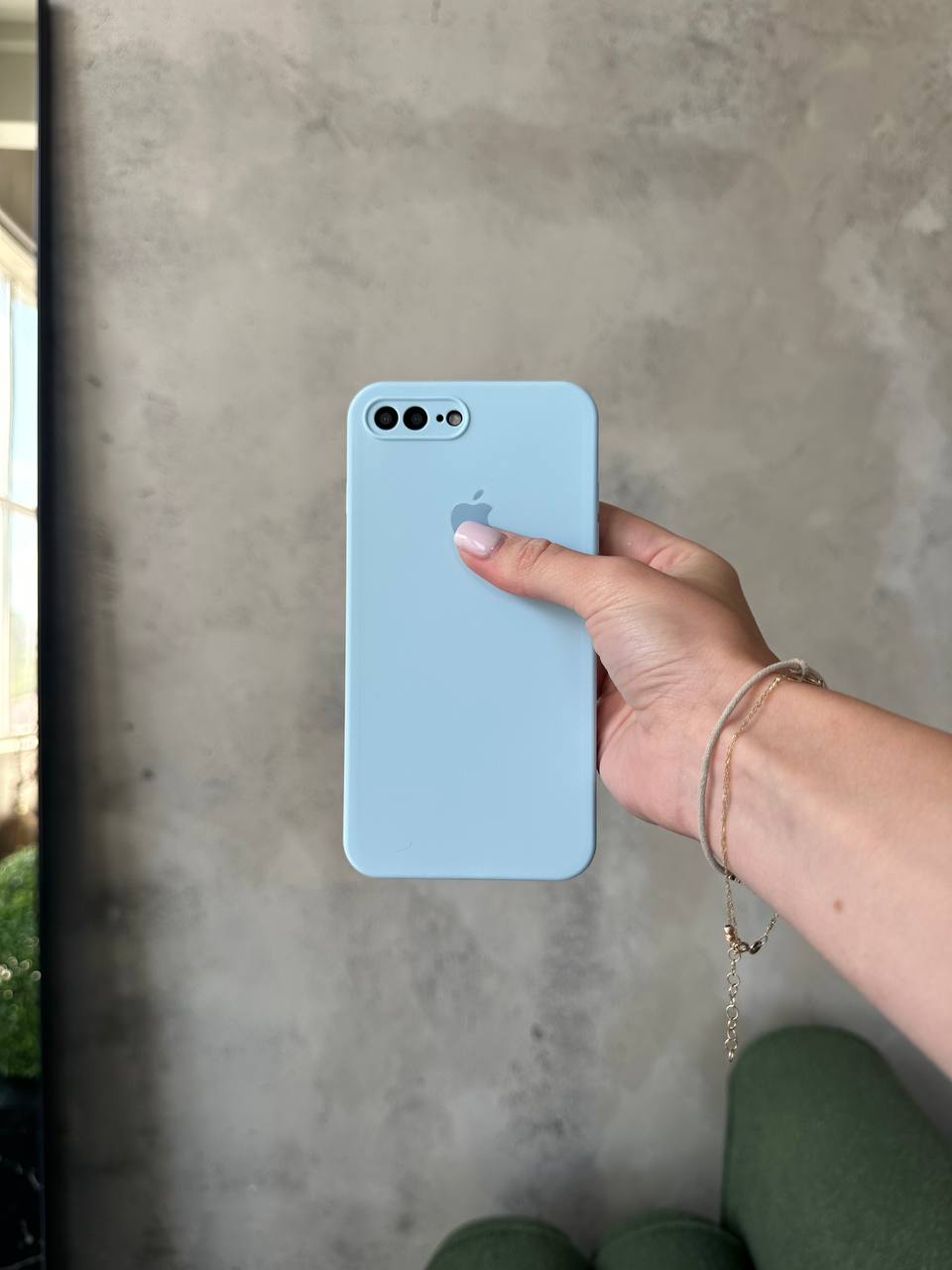 Чехол Silicone case с закрытой камерой на iPhone 7+ / 8+ Sky Blue #27