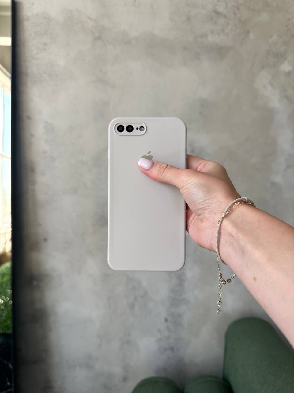 Чехол Silicone case с закрытой камерой на iPhone 7+ / 8+ Stone #09