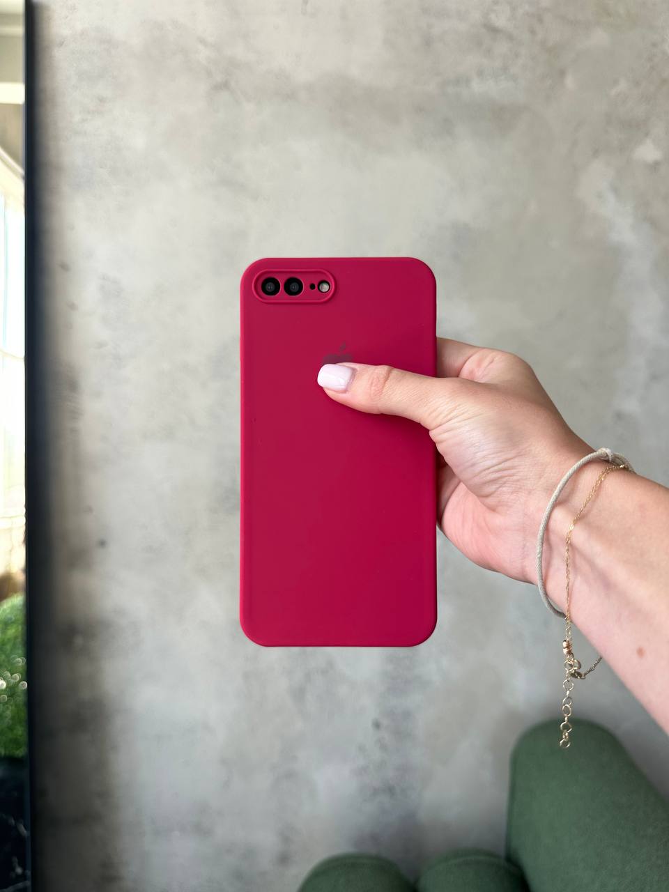 Чехол Silicone case с закрытой камерой на iPhone 7+ / 8+ Wine Red #21