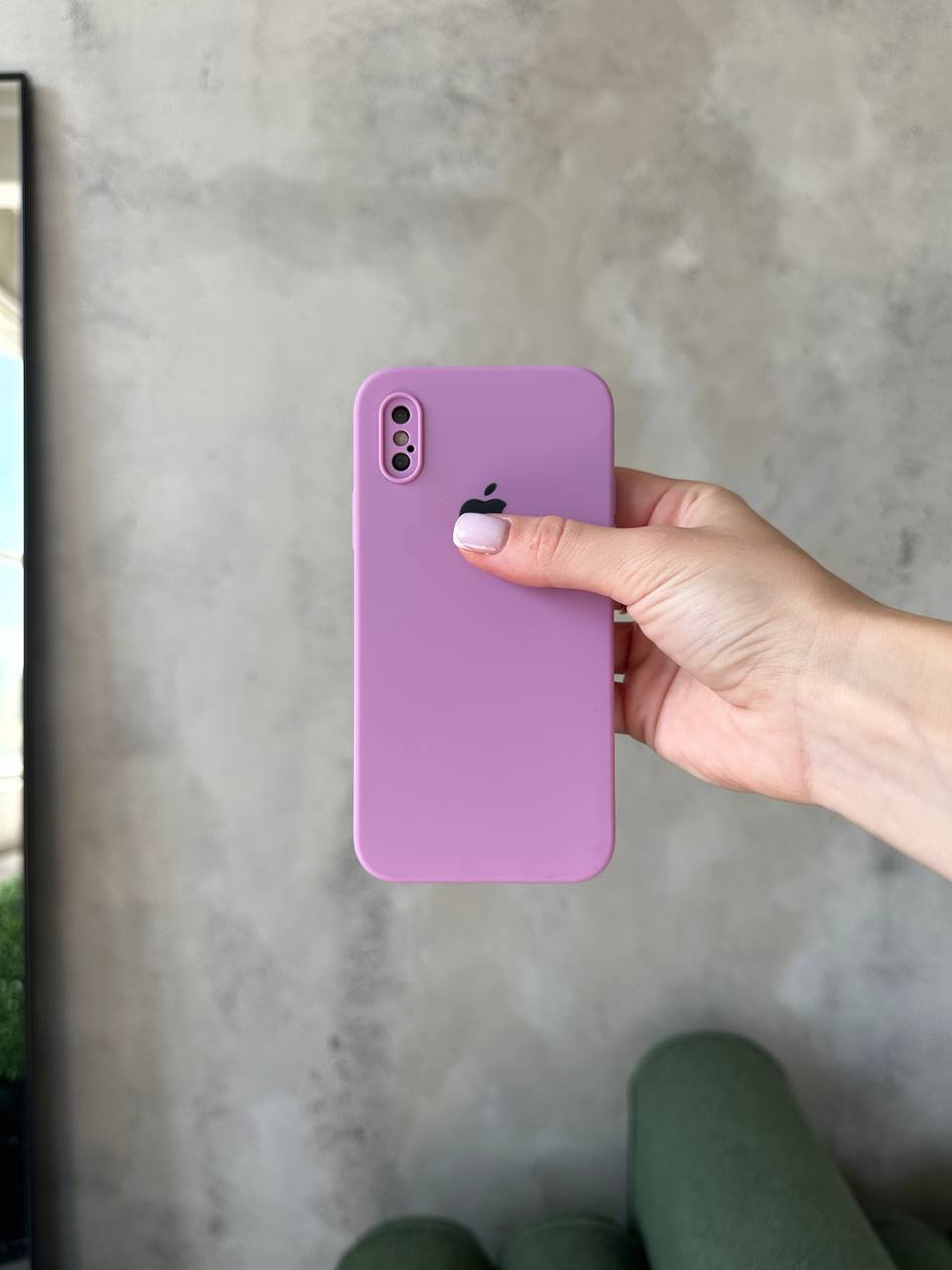 Чехол Silicone case с закрытой камерой на iPhone X/XS Mauve #60