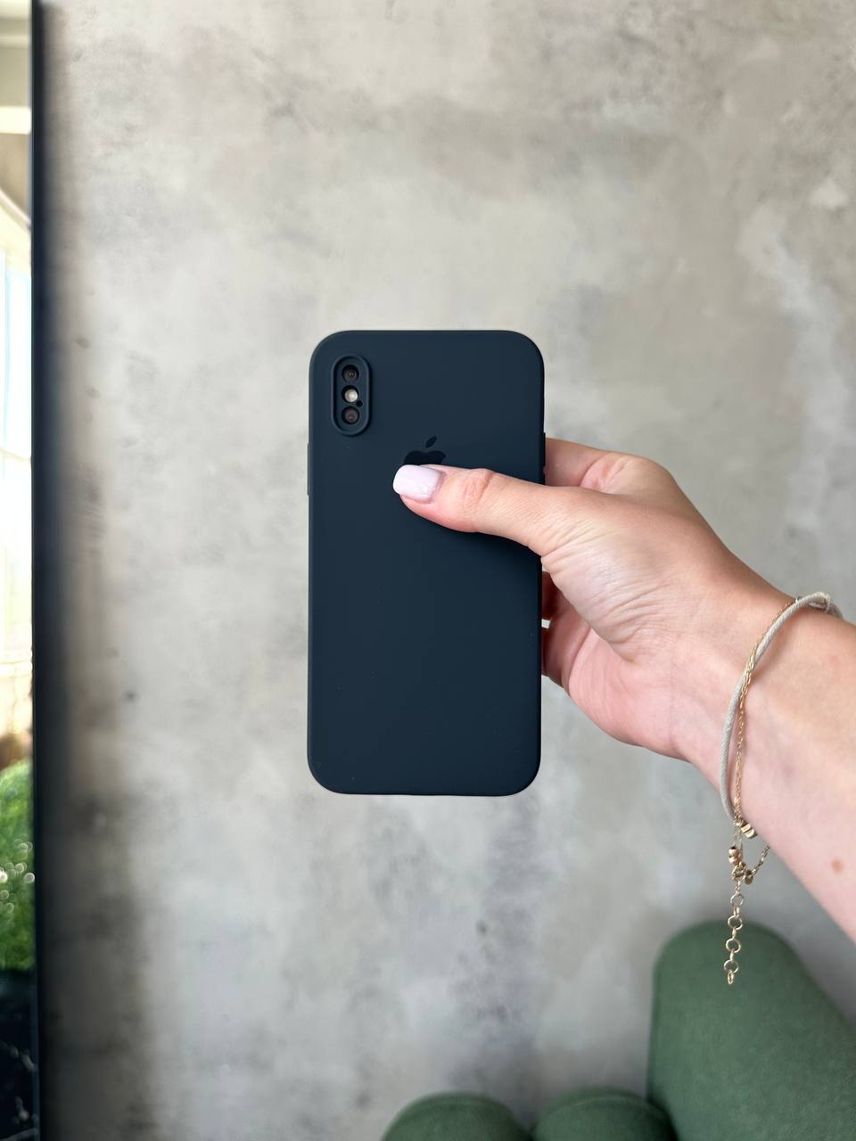 Чехол Silicone case с закрытой камерой на iPhone X/XS Midnight #55