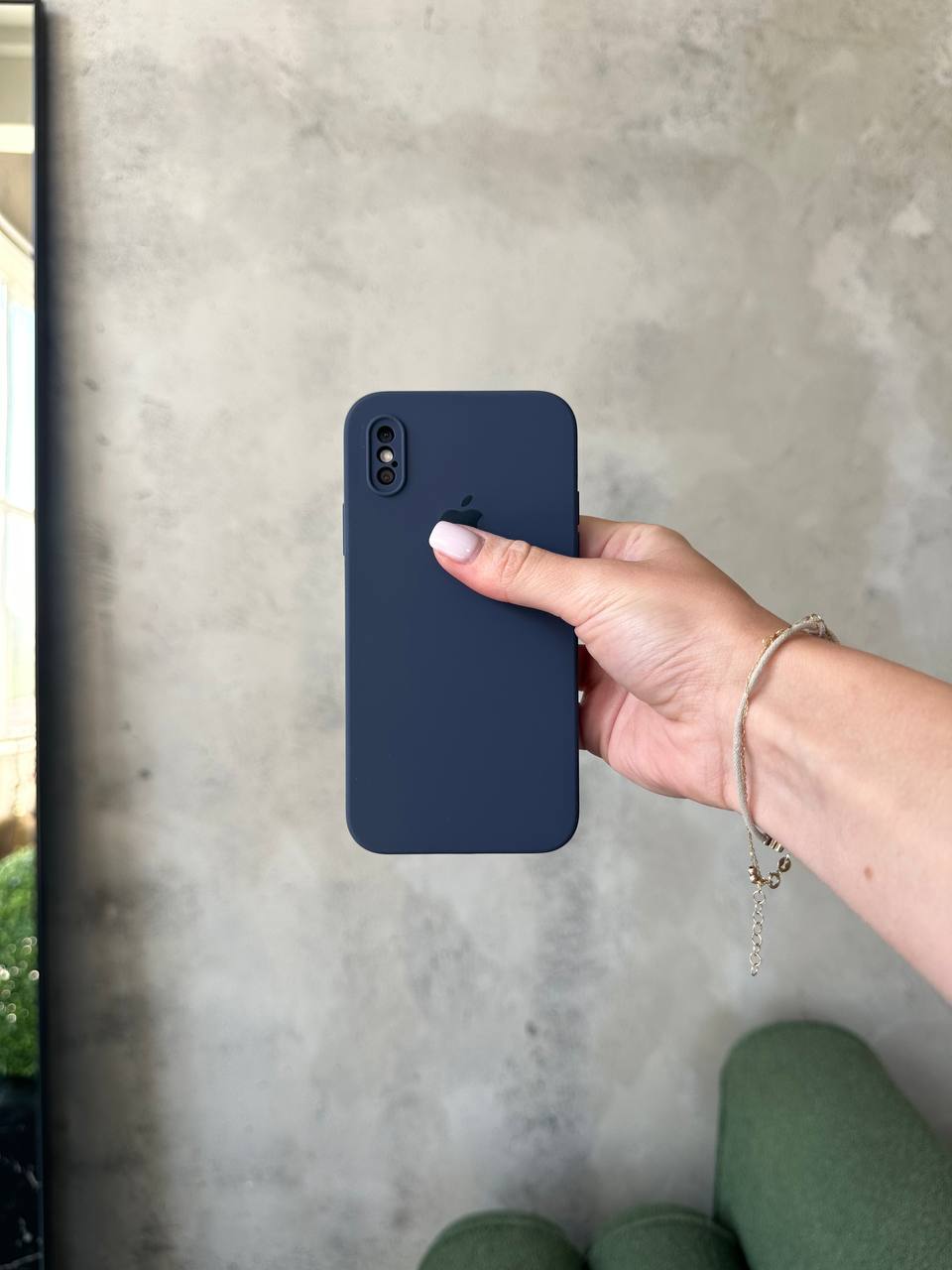 Чехол Silicone case с закрытой камерой на iPhone X/XS Midnight Blue #07