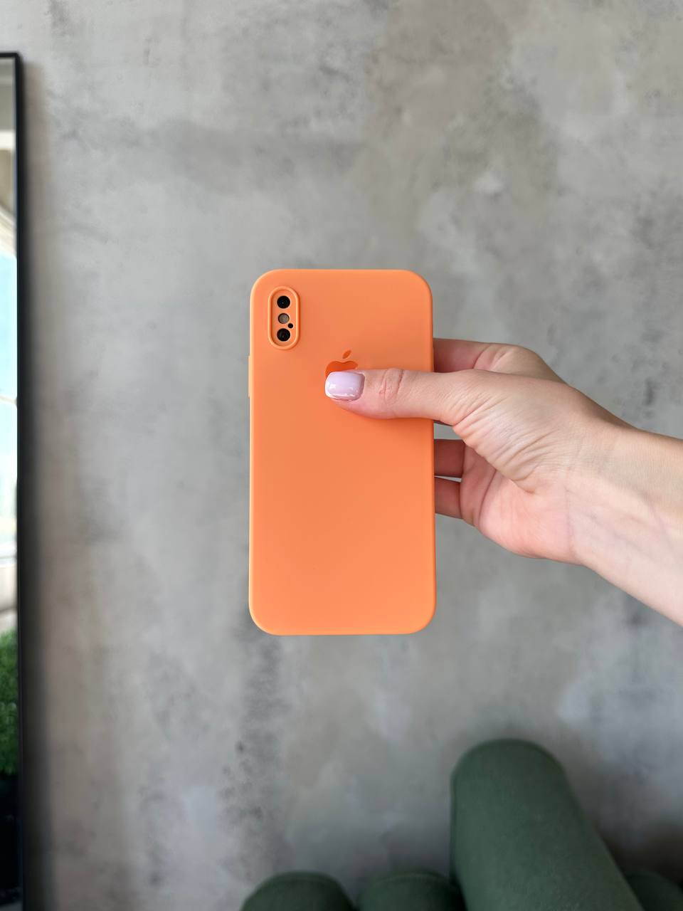 Чехол Silicone case с закрытой камерой на iPhone X/XS Papaya #34