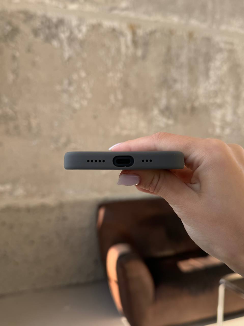 Чехол Silicone case с Magsafe на iPhone 16 Stone Gray (02)