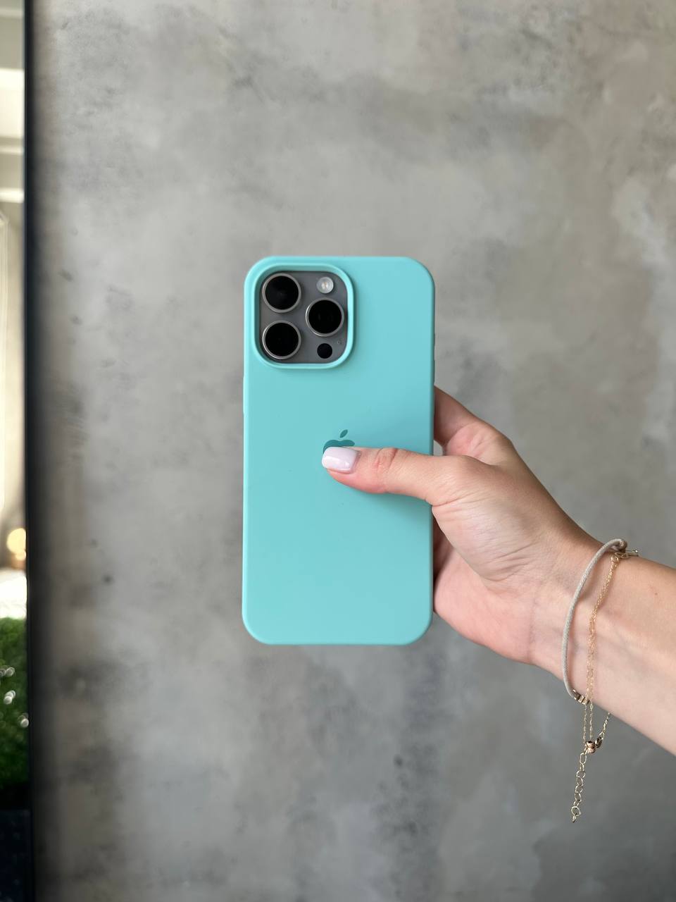 Чехол Silicone case с открытой камерой на iPhone 16 Pro Max Sea Blue (10)