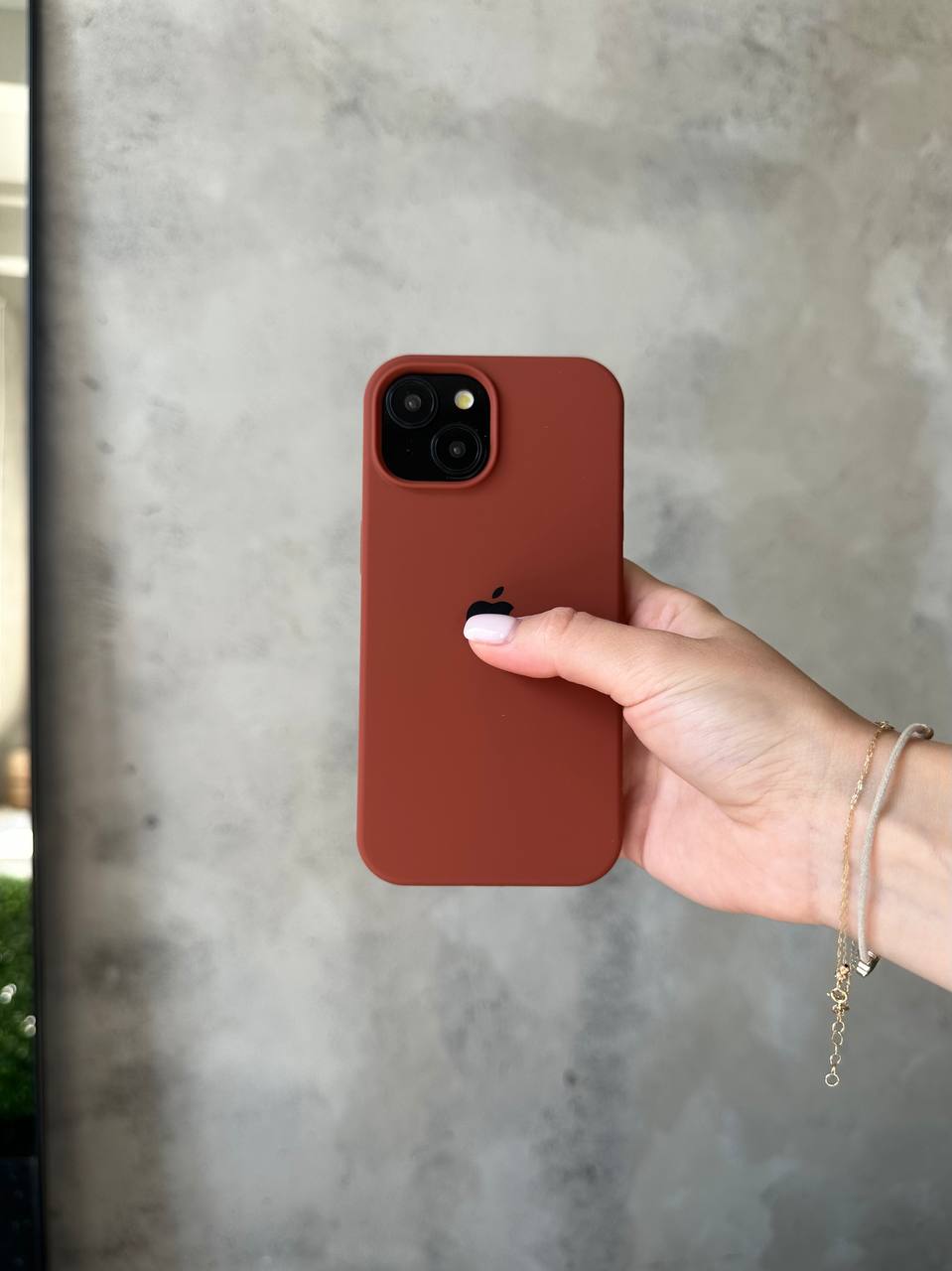 Чехол Silicone case с открытой камерой на iPhone 13 Mini Brown (37)