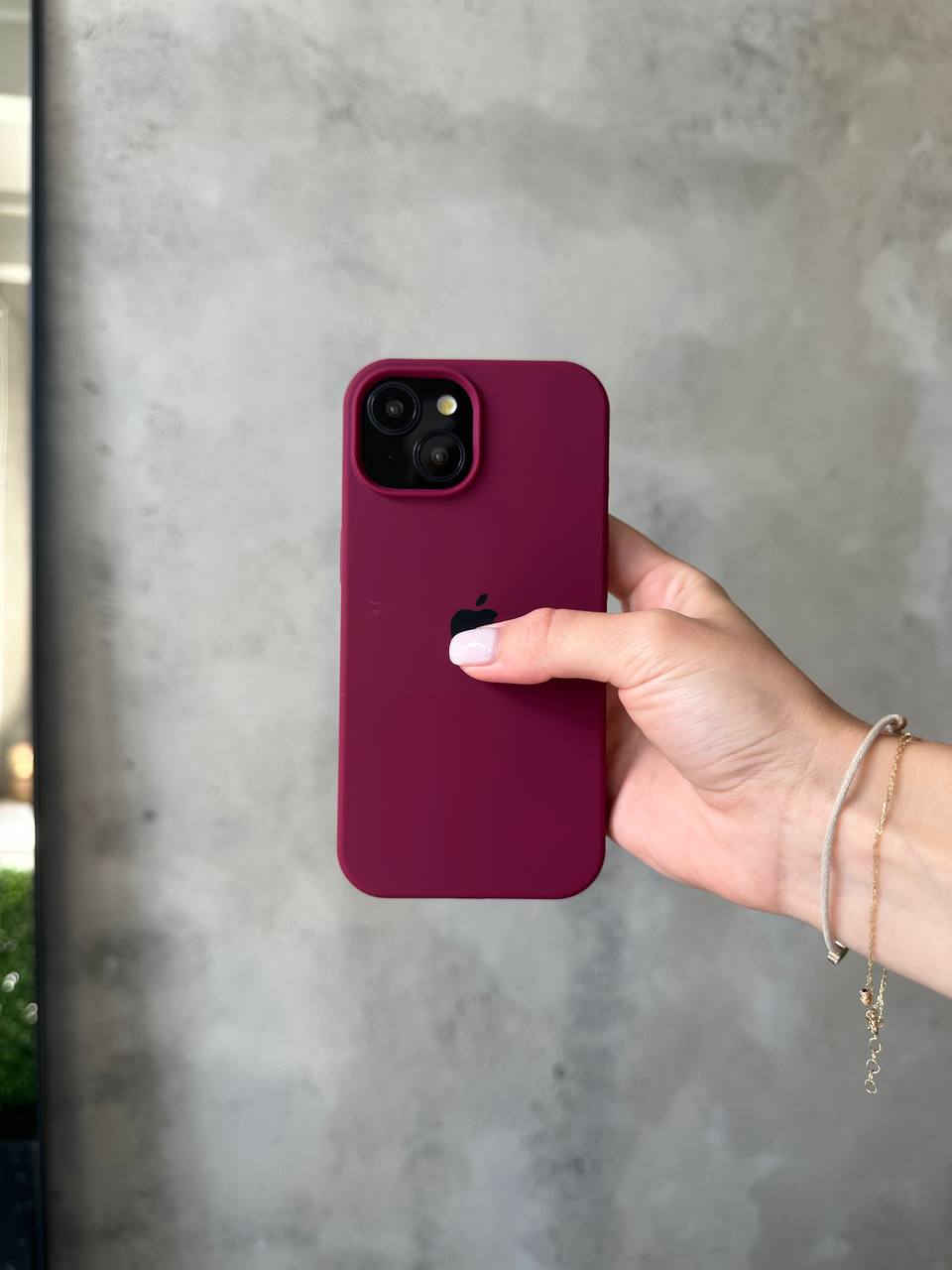 Чехол Silicone case с открытой камерой на iPhone 13 Mini Marsala (18)
