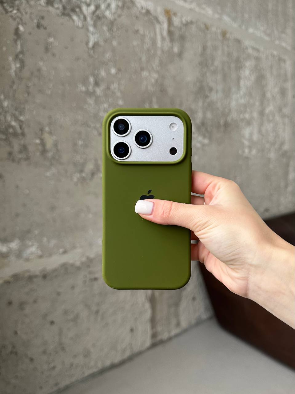 Чохол Silicone case з відкритою камерою на iPhone 17 Pro Army Green (11)