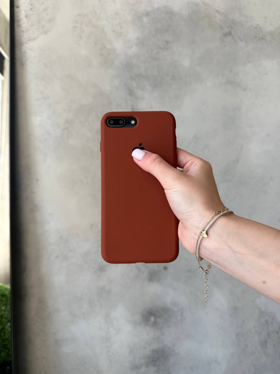 Чехол Silicone case с открытой камерой на iPhone 7+ / 8+ Brown (37)