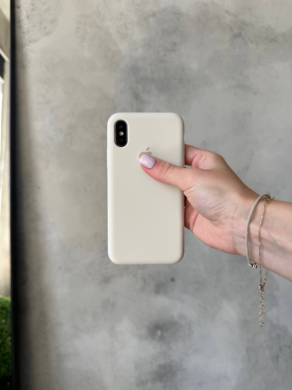 Чохол Silicone case з відкритою камерою на iPhone X/XS Beige (16)