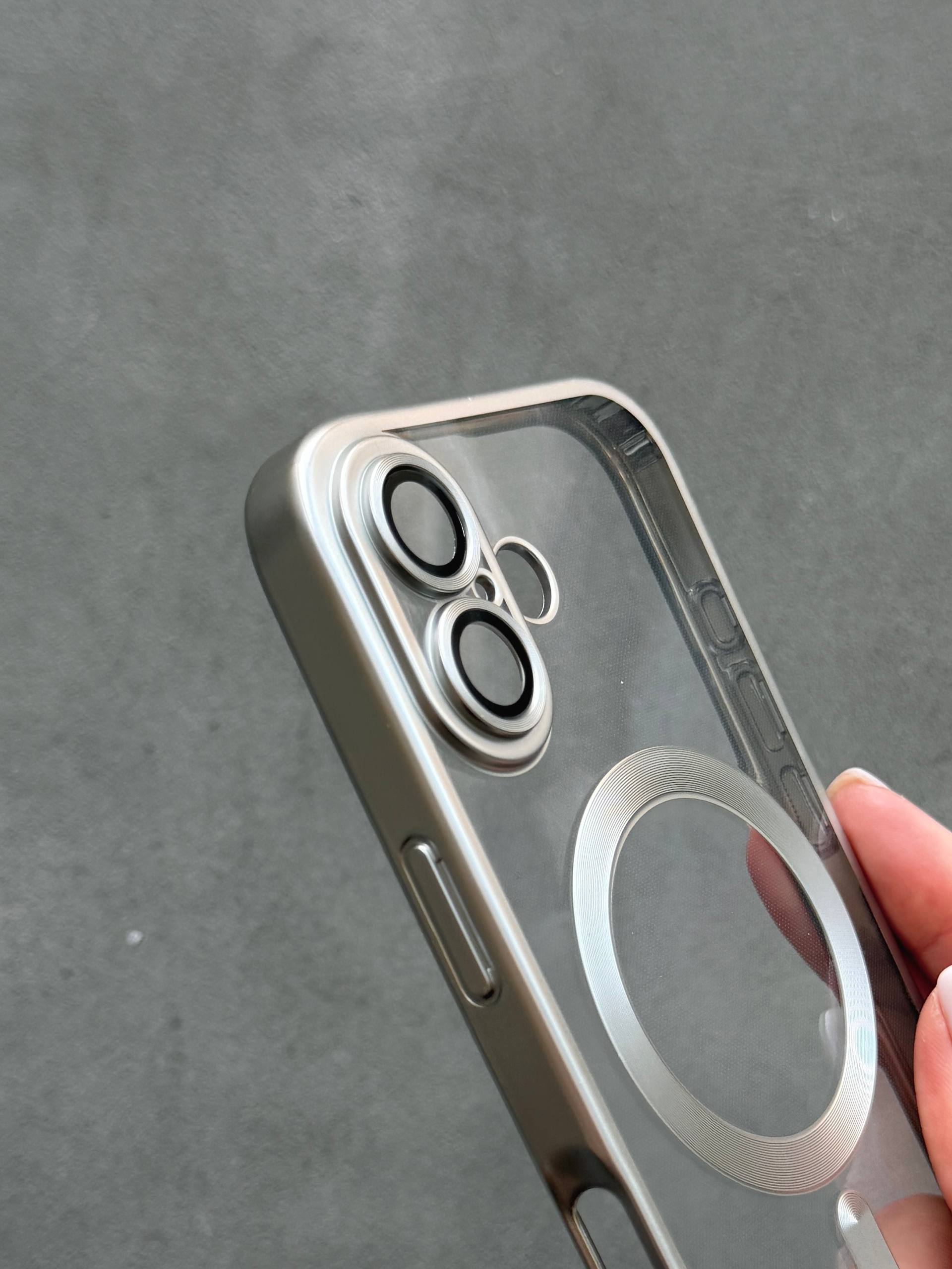 Чохол кольоровий Shining case з Magsafe на iPhone 17 Silver
