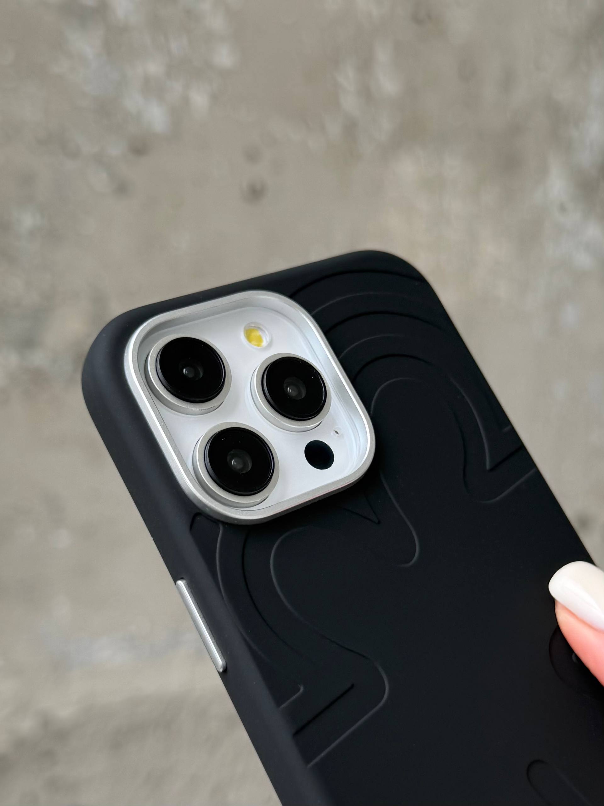 Чохол Flower Silicone Case з Magsafe на iPhone 15 Pro Max Black (04)