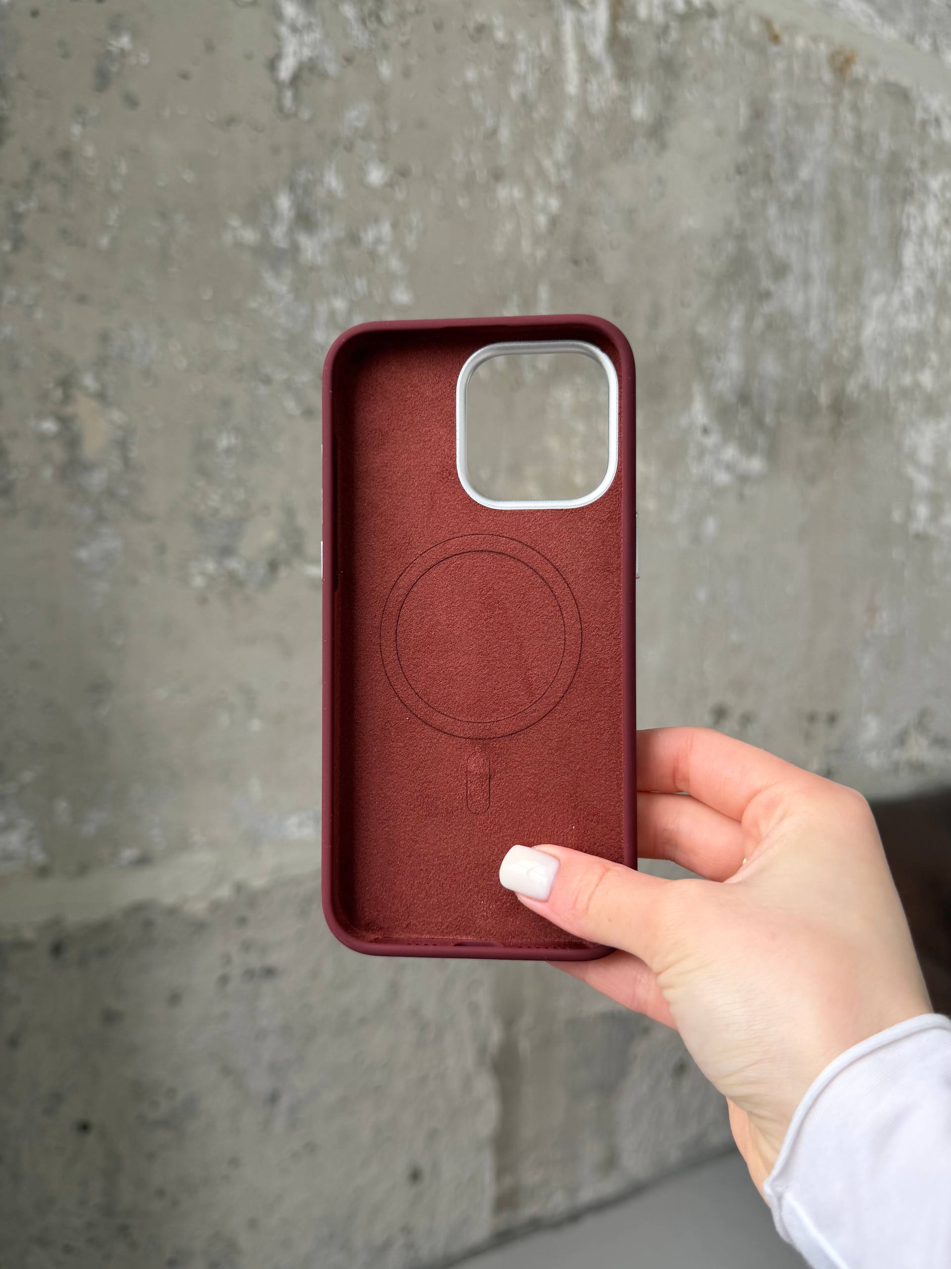 Чохол Flower Silicone Case з Magsafe на iPhone 16 Pro Burgundy (06)