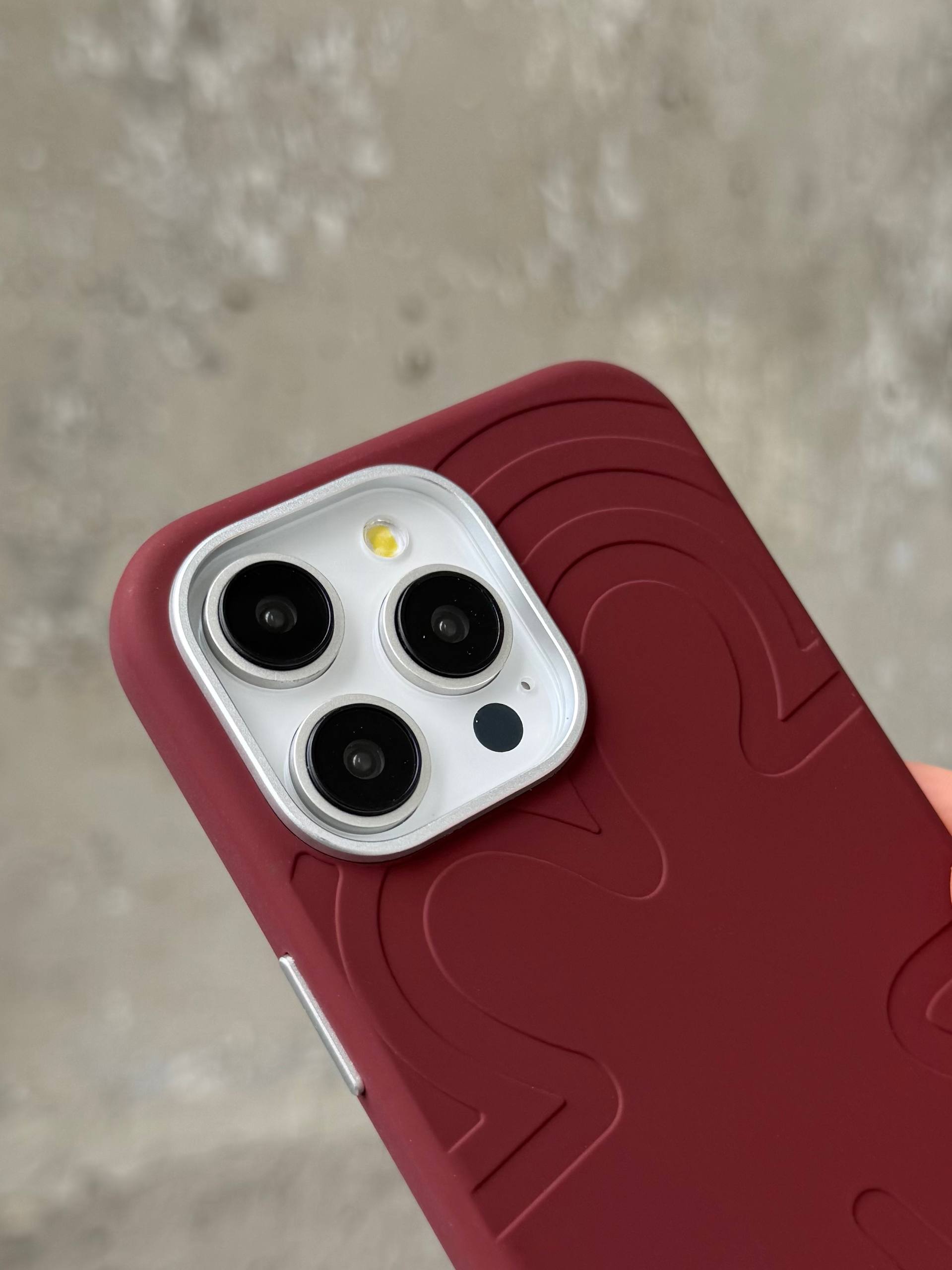 Чохол Flower Silicone Case з Magsafe на iPhone 16 Pro Burgundy (06)