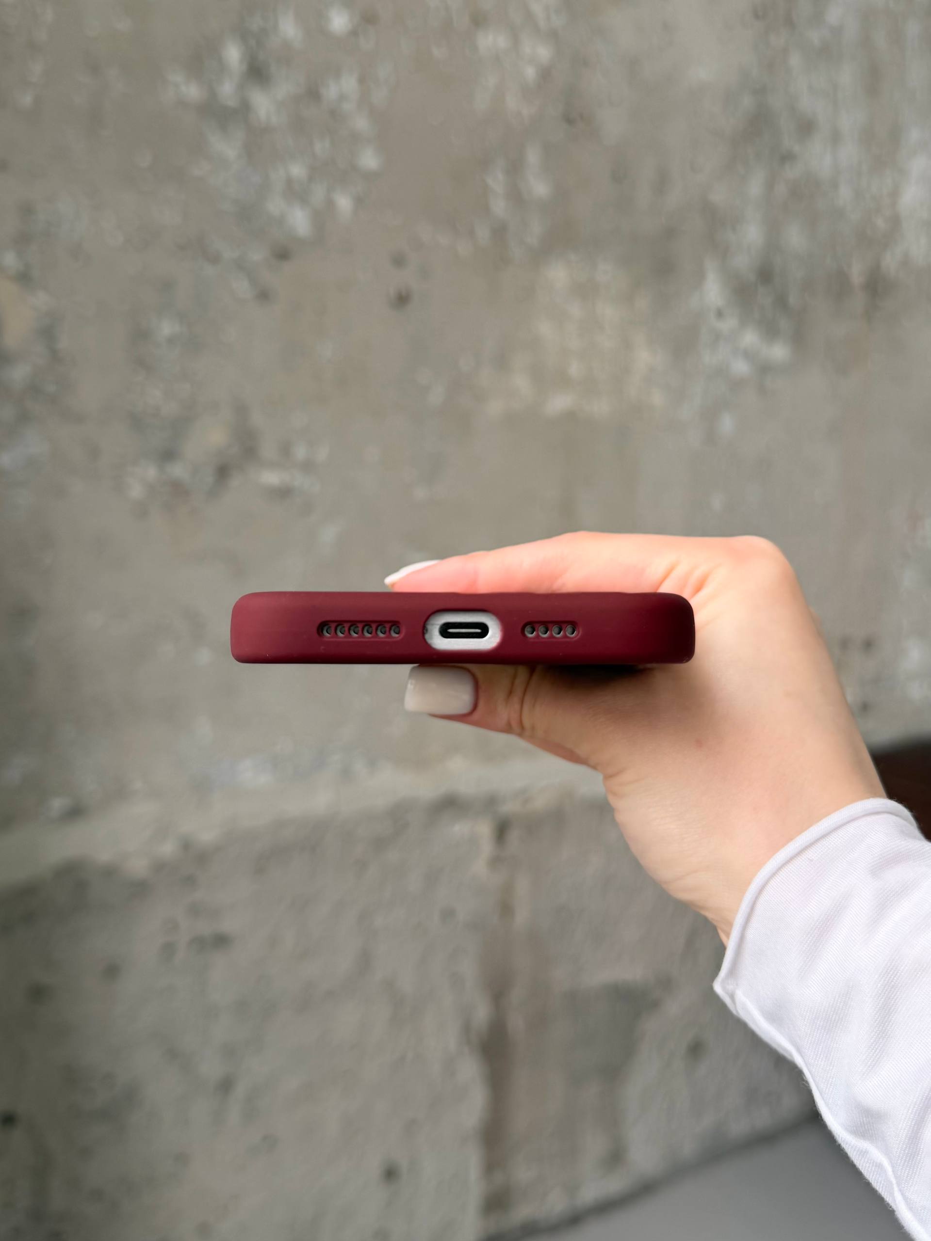 Чохол Flower Silicone Case з Magsafe на iPhone 16 Pro Burgundy (06)