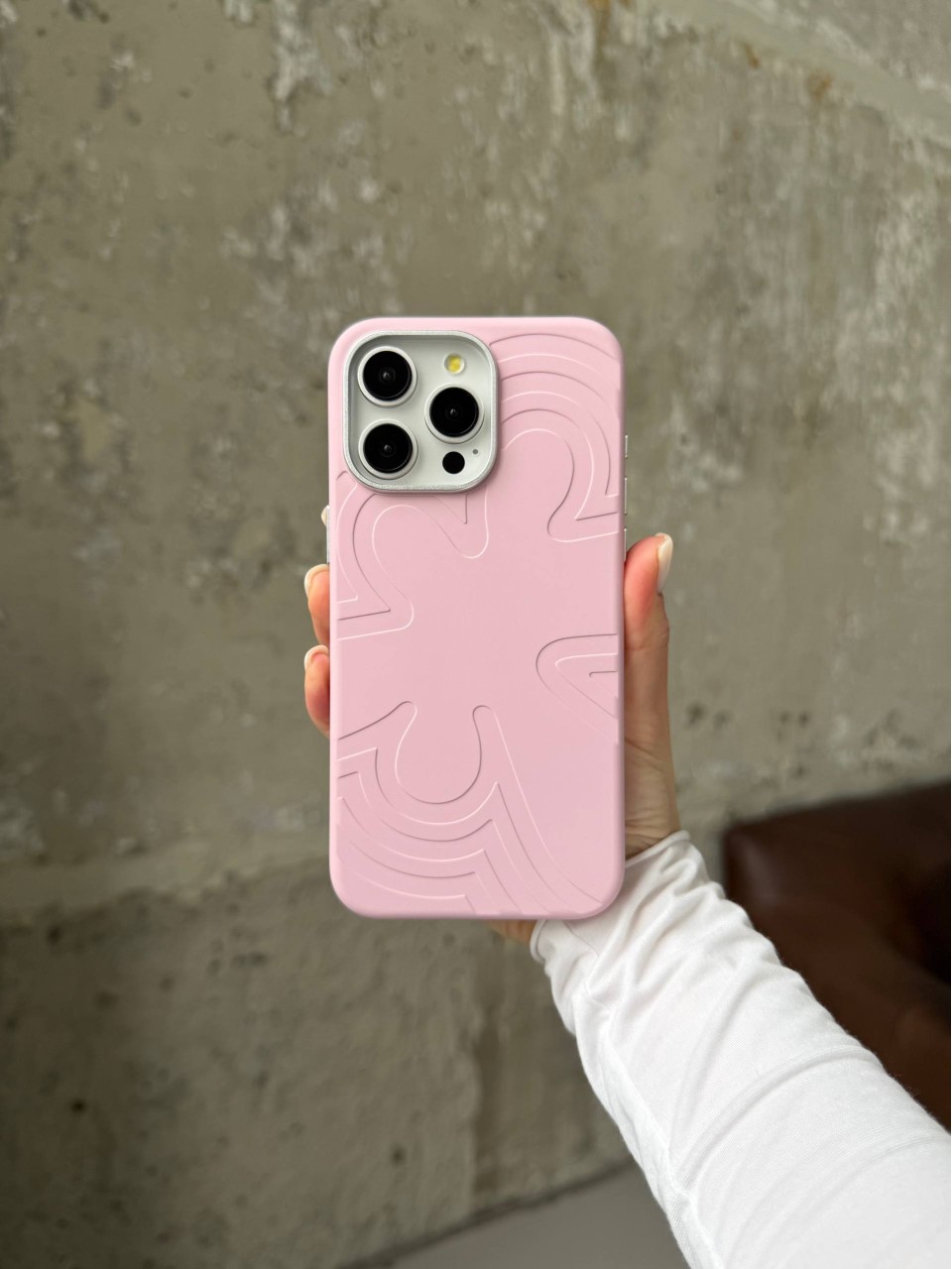 Чохол Flower Silicone Case з Magsafe на iPhone 16 Pro Pink (01)