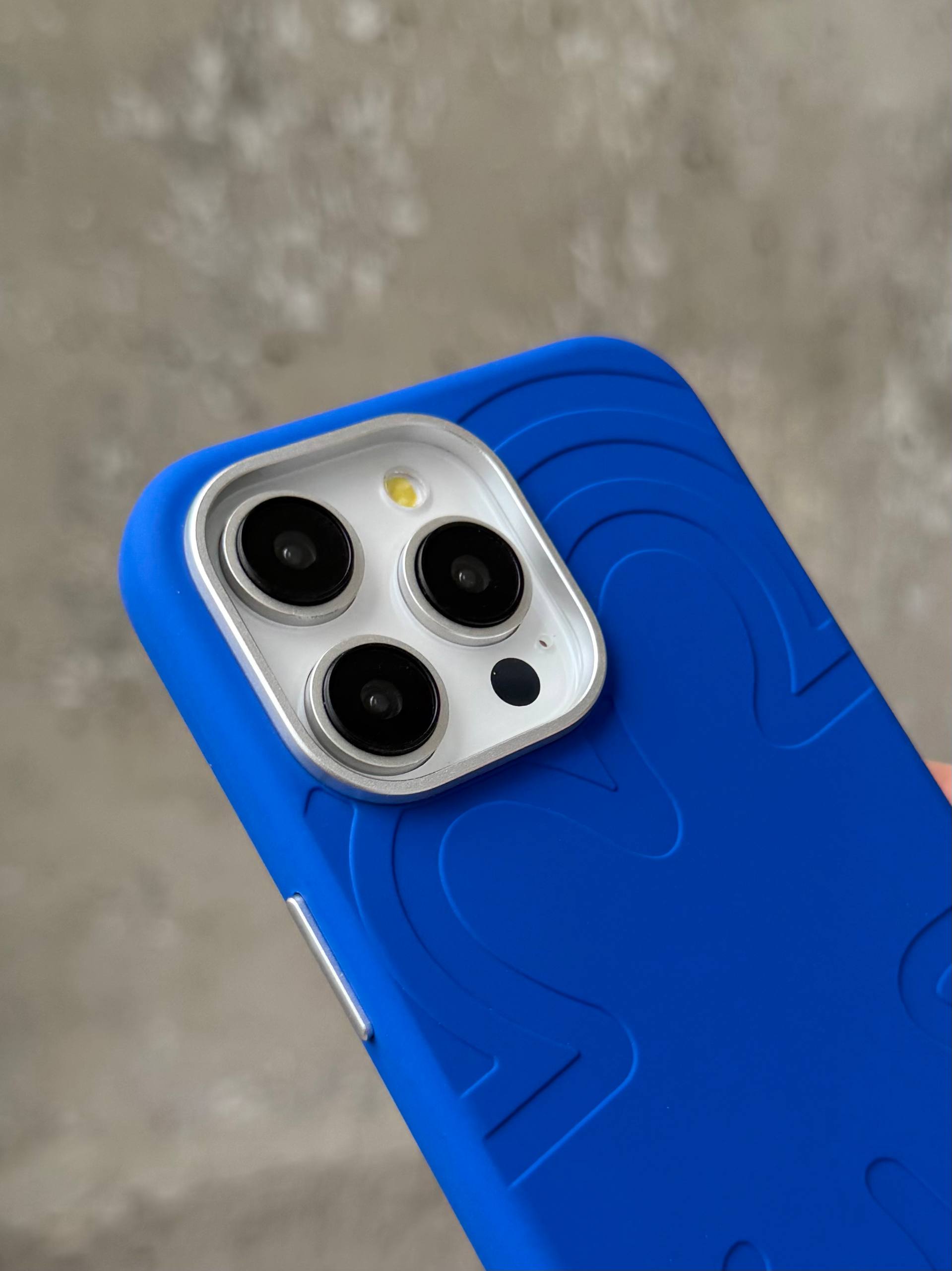 Чохол Flower Silicone Case з Magsafe на iPhone 15 Pro Max Electric Blue (03)