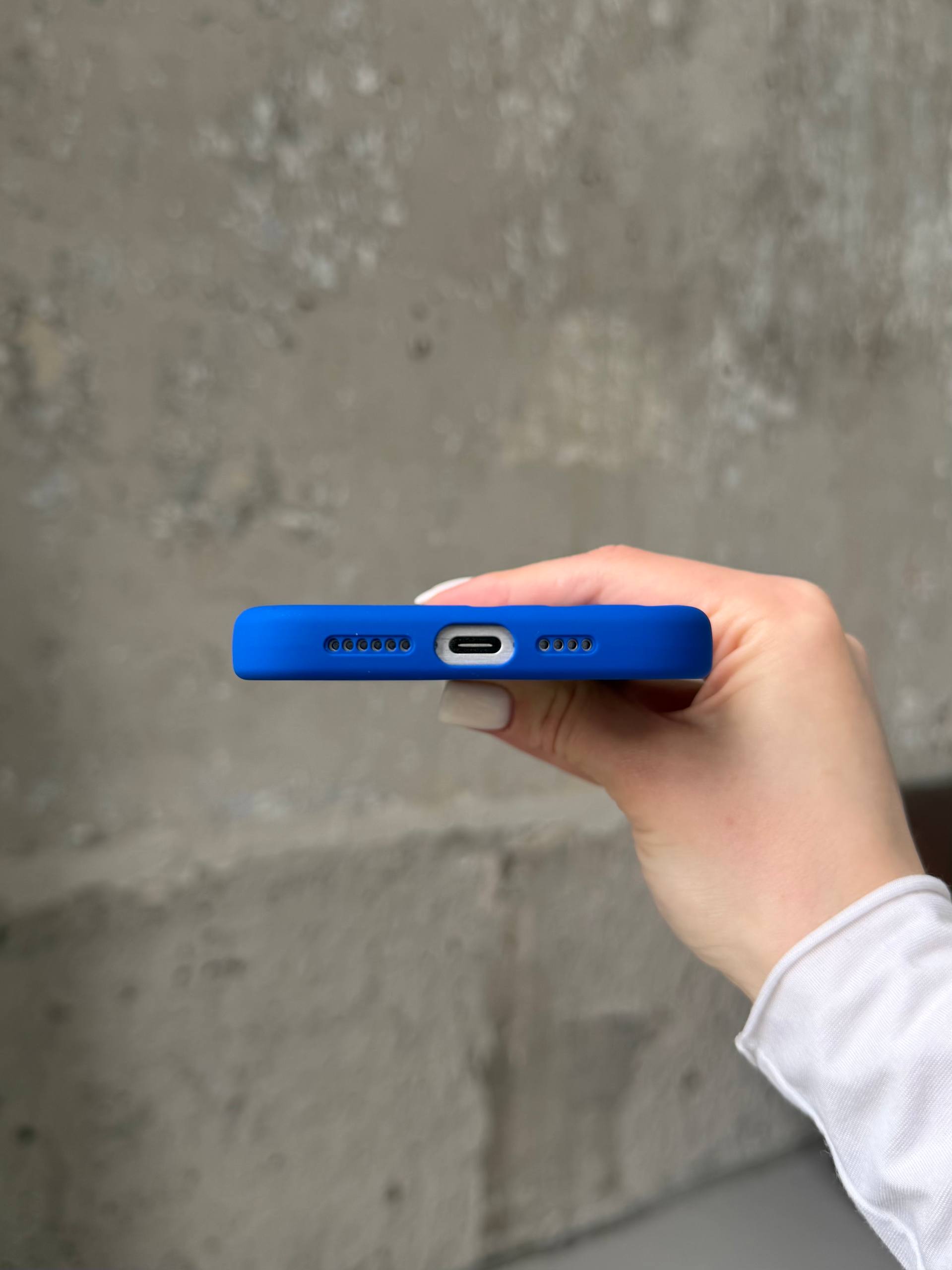 Чохол Flower Silicone Case з Magsafe на iPhone 15 Pro Max Electric Blue (03)
