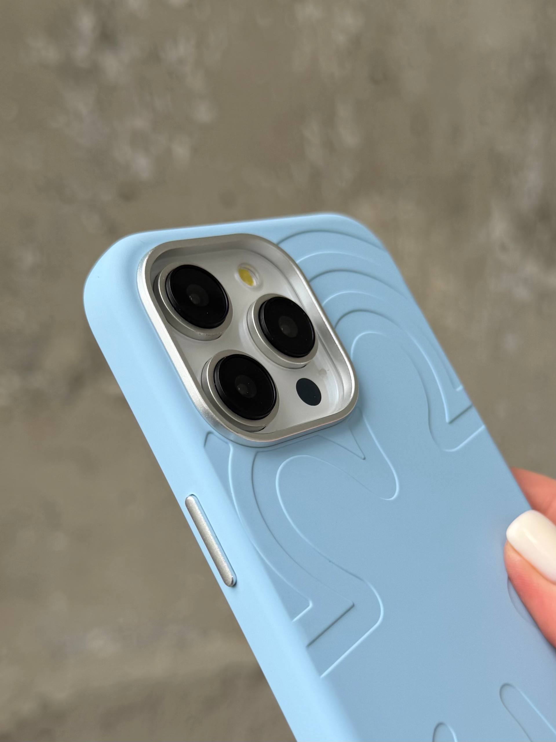 Чохол Flower Silicone Case з Magsafe на iPhone 15 Pro Max Cloud Blue (02)